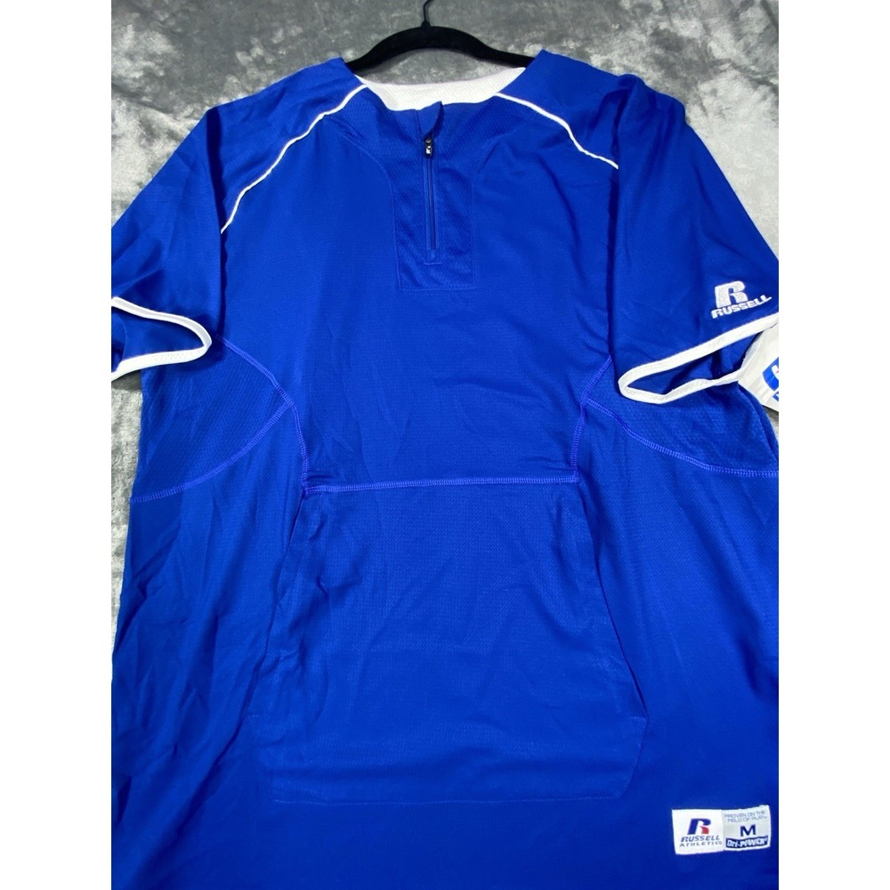 NWT Russell Jersey Shirt Men Medium Blue Short Sleeve Shirt Athletic Dri Power